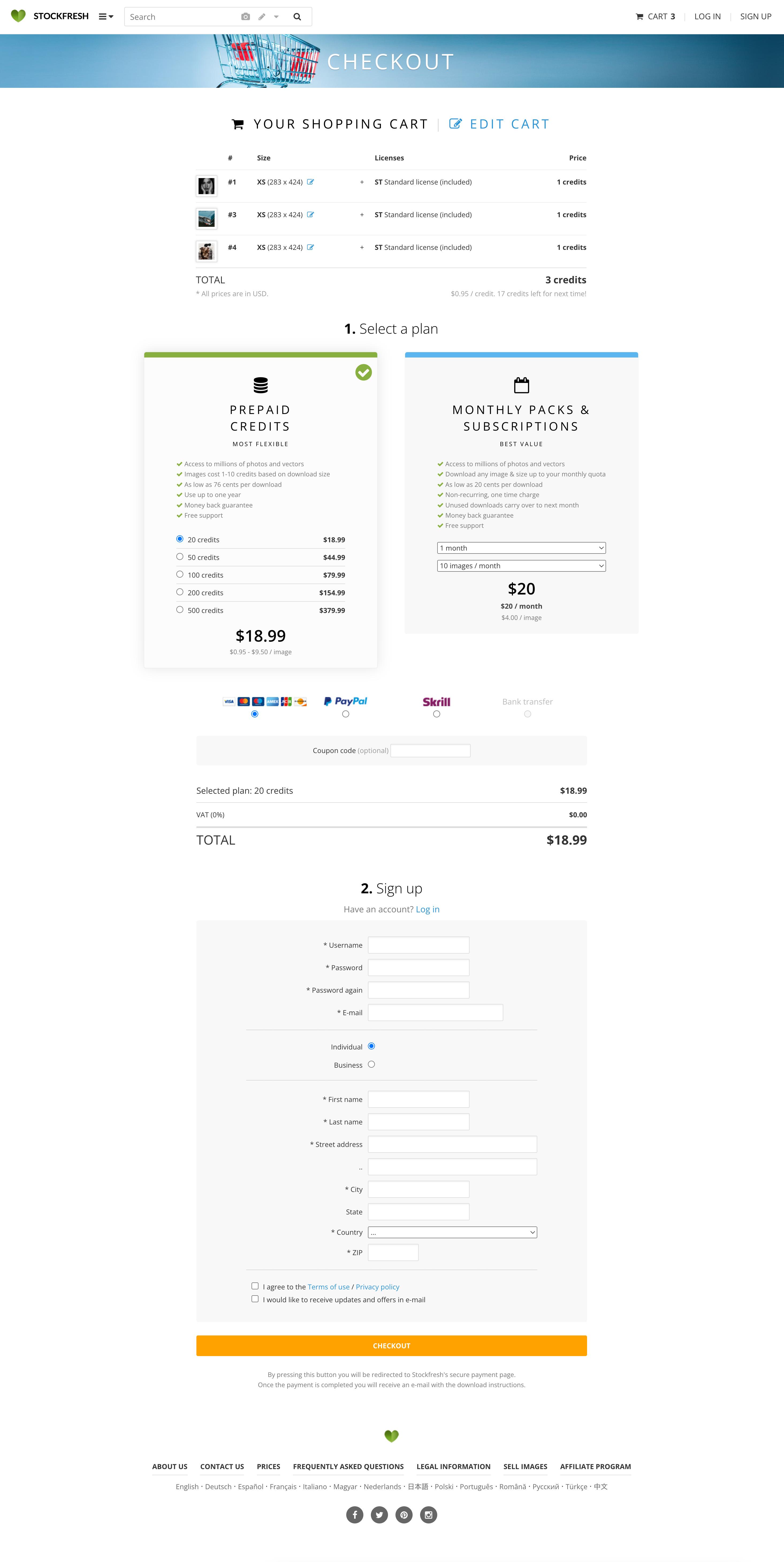 Stockfresh - Checkout page