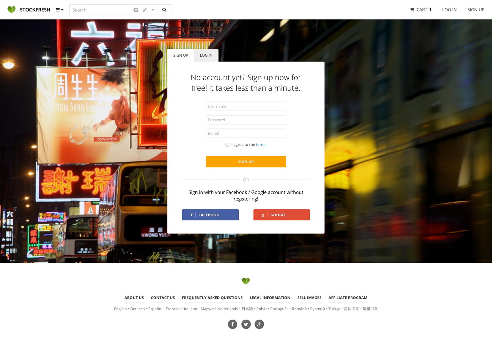 Stockfresh - Login page
